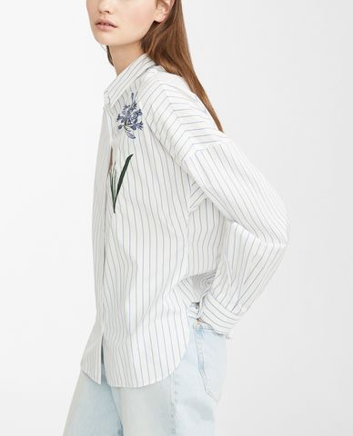  WEEKEND MAX MARA - Áo sơ mi nữ tay dài cổ bẻ thêu hoa thời trang 