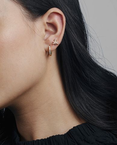  CECI - Khuyên tai nữ đơn dạng khoen tròn đính đá 