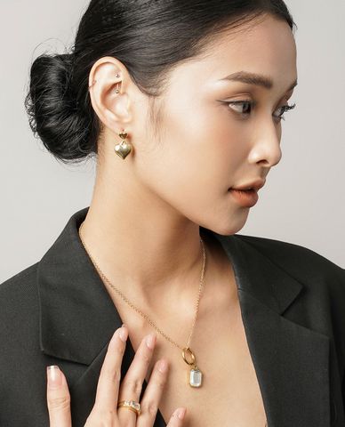  CECI - Khuyên tai nữ hình trái tim thời trang 