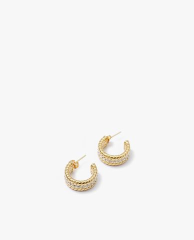  CECI - Khuyên tai nữ khoen tròn hở đính đá sang trọng 