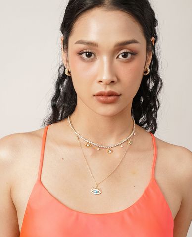  CECI - Khuyên tai nữ khoen tròn hở đính đá sang trọng 