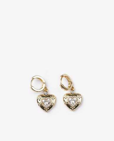  CECI - Khuyên tai nữ khoen tròn phối mặt trái tim đính đá sang trọng 