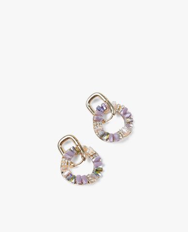  CECI - Khuyên tai nữ khoen chữ nhật phối vòng tròn đính đá sang trọng 