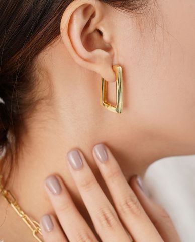  CECI - Khuyên tai nữ khoen chữ nhật lớn thời trang 