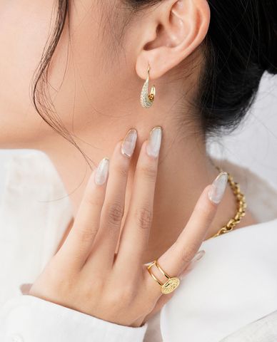  CECI - Khuyên tai nữ dáng hở đính đá sang trọng 