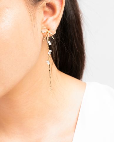  CECI - Khuyên tai nữ chuỗi dài hình chiếc nơ nữ tính 