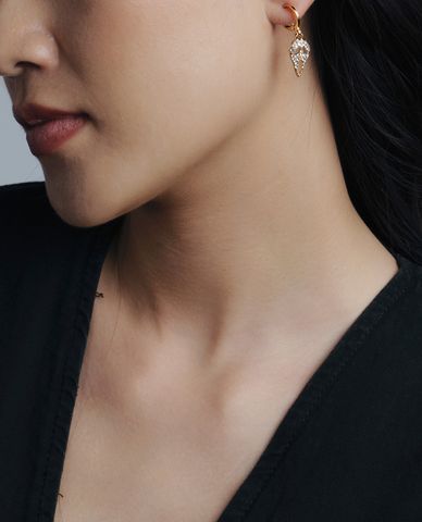  CECI - Khuyên tai nữ khoen tròn mặt đính đá thời trang 