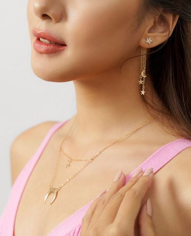  CECI - Khuyên tai nữ chuỗi xích dáng thả thời trang 