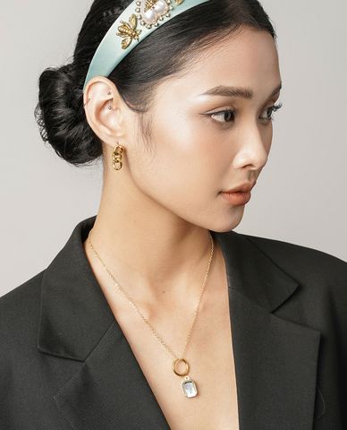  CECI - Khuyên tai nữ mắc xích dáng thả hiện đại 