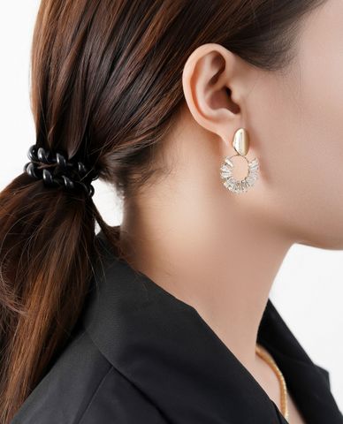  CECI - Khuyên tai nữ khoen tròn đính đá sang trọng 