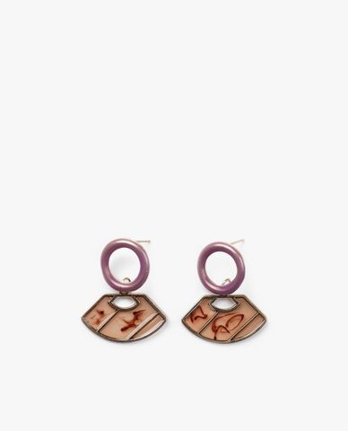  CECI - Khuyên tai nữ khoen tròn phối mặt cánh quạt độc đáo 