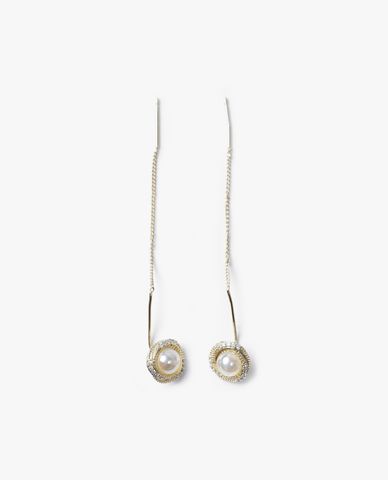  CECI - Khuyên tai nữ xỏ lỗ dáng thả dài thiết kế ngọc trai sang trọng 