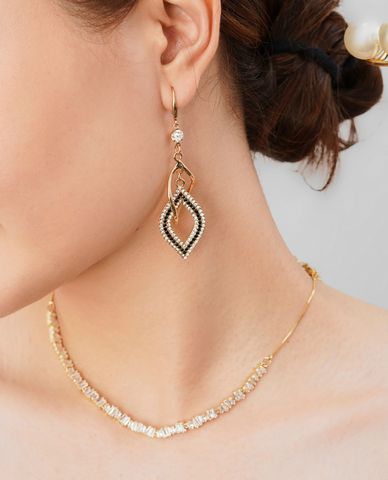  CECI - Khuyên tai nữ dáng thả đính đá sang trọng 