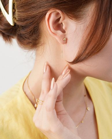  CECI - Khuyên tai nữ dáng thả dài phối hình quả cầu tròn 