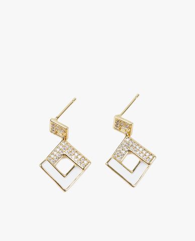  CECI - Khuyên tai nữ hình thoi đính đá sang trọng 