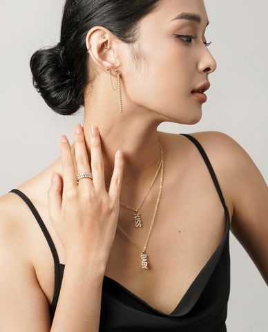  CECI - Khuyên tai nữ xỏ hai lỗ dáng thả cá tính 