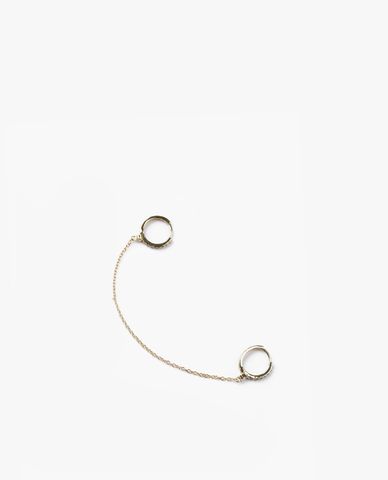  CECI - Khuyên tai nữ khoen tròn xỏ 2 lỗ phối chuỗi xích cá tính 