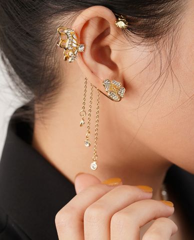  CECI - Khuyên tai nữ treo vành hình cánh bướm đính đá sang trọng 