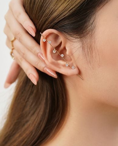  CECI - Khuyên tai nữ dạng kẹp dài đính đá nữ tính 