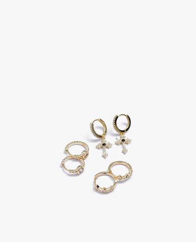  CECI - Set 3 cặp khuyên tai nữ khoen tròn đính đá sang trọng 