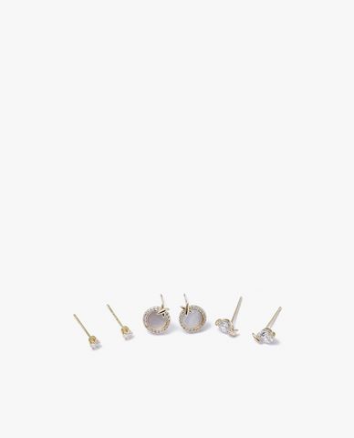  CECI - Set 3 cặp khuyên tai đính đá nữ tính 