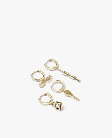  CECI - Set 2 cặp khuyên tai khoen tròn dáng thả cá tính 