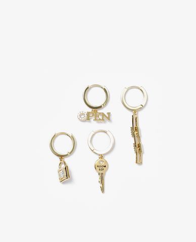  CECI - Set 2 cặp khuyên tai khoen tròn dáng thả cá tính 