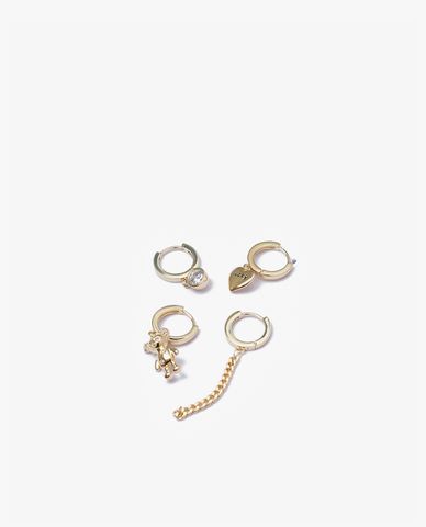  CECI - Set 2 cặp khuyên tai khoen tròn phối mặt thời trang 