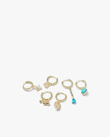  CECI - Set 3 cặp khuyên tai khoen tròn đính đá sang trọng 