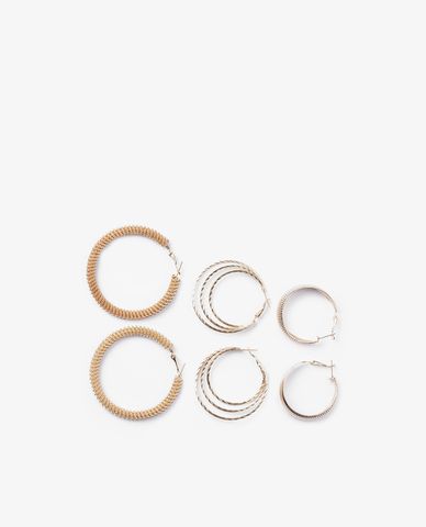  CECI - Set 3 cặp khuyên tai nữ kim loại khoen tròn sang trọng 