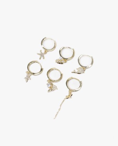  CECI - Set 6 khuyên tai nữ đơn khoen tròn cá tính 