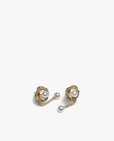  CECI - Khuyên tai nữ hình bông hoa đính ngọc trai thanh lịch 