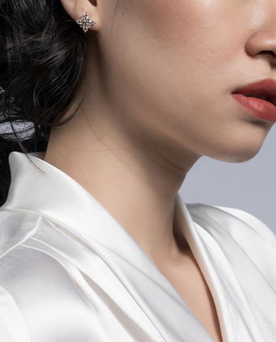  CECI - Khuyên tai nữ đính đá chốt đẩy sau thời trang 