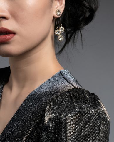  CECI - Khuyên tai nữ dáng thả đính đá lấp lánh 