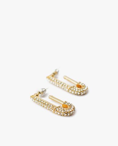  CECI - Khuyên tai nữ hình kim băng đính đá độc đáo 