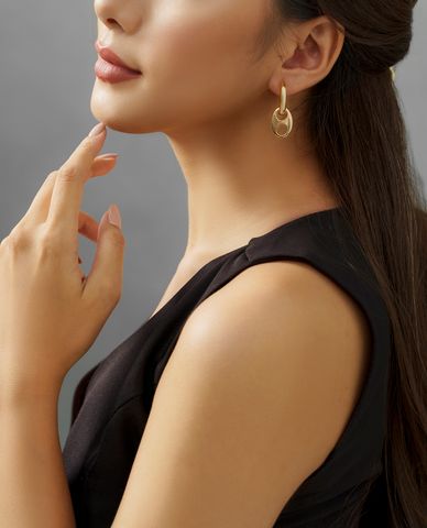  CECI - Khuyên tai nữ dáng thả phối khoen tròn thời trang 