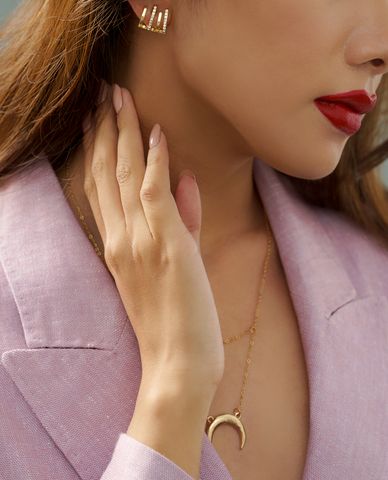  CECI - Khuyên tai nữ kim loại đính đá độc đáo 