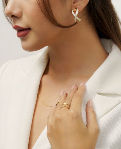  CECI - Khuyên tai nữ nửa khoen tròn thời trang 