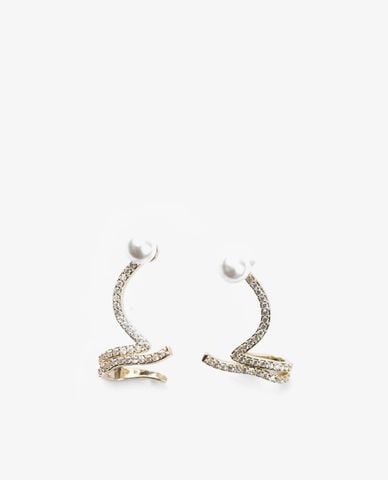  CECI - Khuyên tai nữ dáng dài đính đá phối ngọc trai sang trọng 