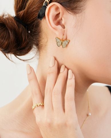  CECI - Khuyên tai nữ hình cánh bướm đính đá thời trang 