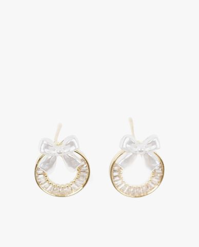  CECI - Khuyên tai nữ chốt xỏ đính nơ thời trang 