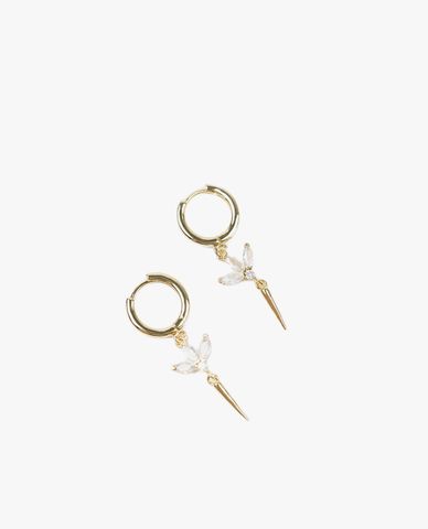  CECI - Khuyên tai nữ khoen tròn dáng thả đính đá 