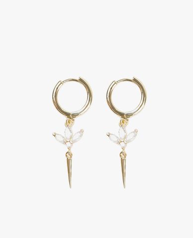  CECI - Khuyên tai nữ khoen tròn dáng thả đính đá 