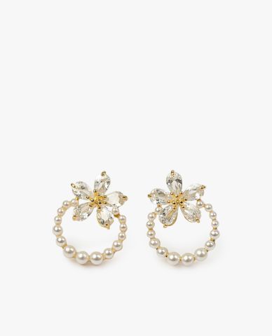  CECI - Khuyên tai dáng xỏ phối hình vòng hoa đính đá nổi bật 