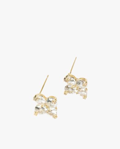  CECI - Khuyên tai dáng xỏ hình bông hoa nạm đá tinh xảo 