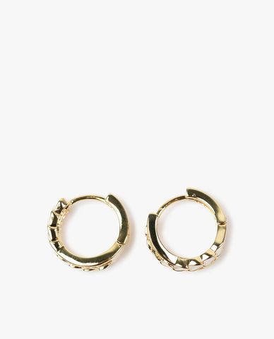  CECI - Khuyên tai tròn phối đường chéo nạm đá tinh tế 