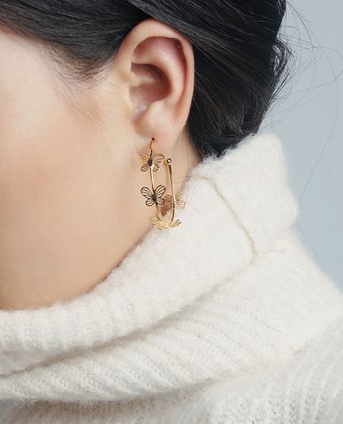  CECI - Khuyên tai nữ khoen tròn lớn phối hình cánh bướm xinh xắn 