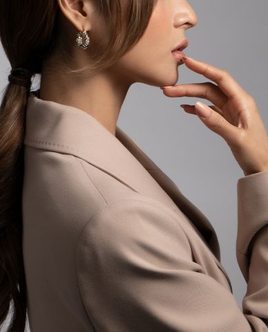  CECI - Khuyên tai nữ khoen tròn nhỏ đính đá nổi bật 