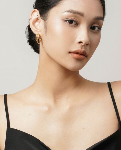  CECI - Khuyên tai nữ khoen tròn hở 3 vòng cá tính 