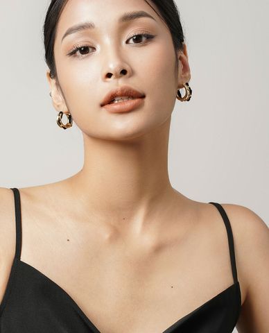  CECI - Khuyên tai nữ khoen tròn xoắn vải dạng hở thời trang 